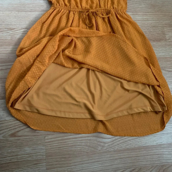 H&M Orange Embroidered Print Ruffle Sleeve Elastic Waist A Line Dress Size 0 - Picture 14 of 16